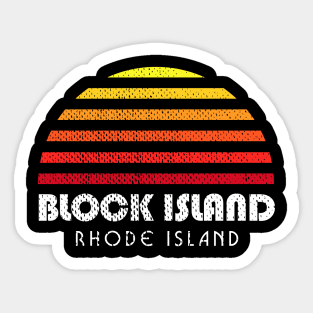 Block Island Rhode Island New England Retro Sunset Sticker